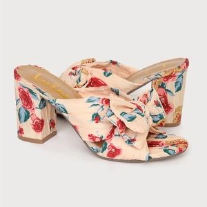NEVER WORN// Dorothea Pink Floral Print Knotted High Heel Sandals// size 7